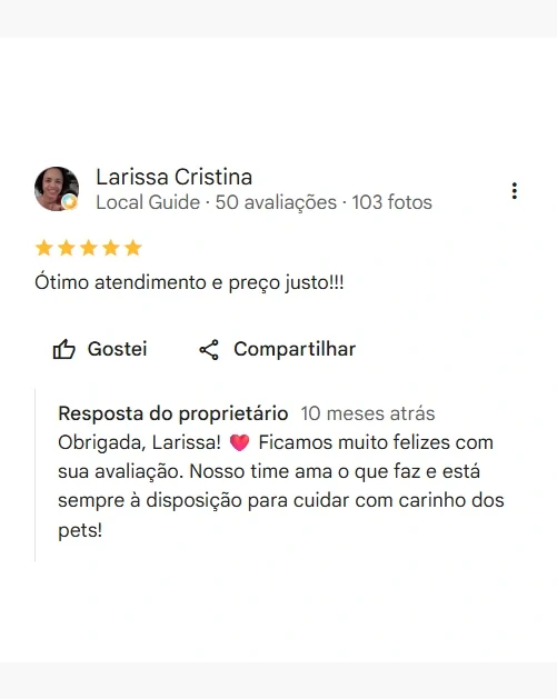 Avaliação real de tutor no Google