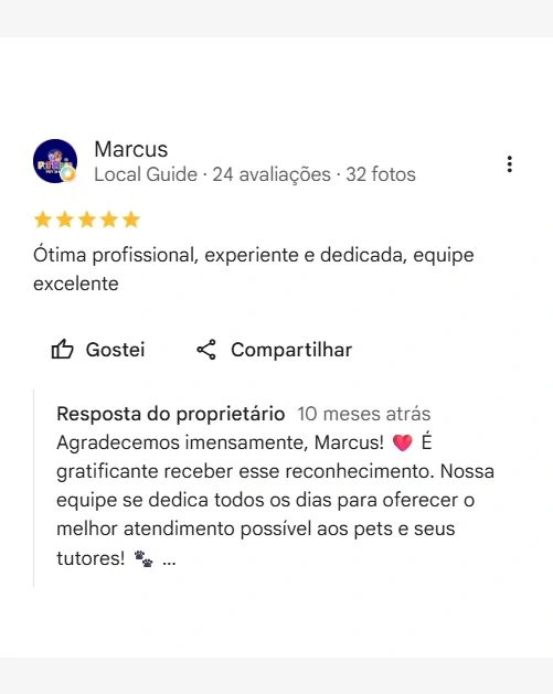 Avaliação real de tutor no Google